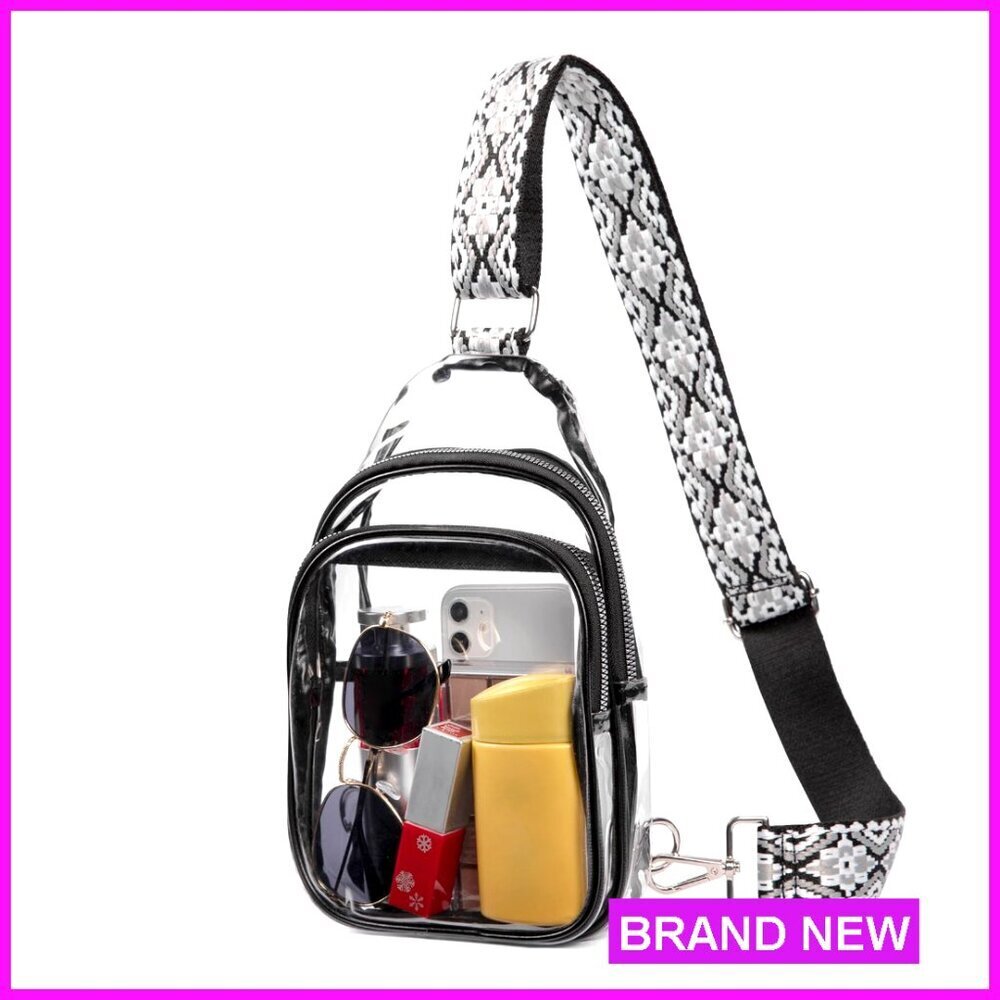 Clear Stadium Crossbody Bag, Small TPU Purse with Multiple Pockets